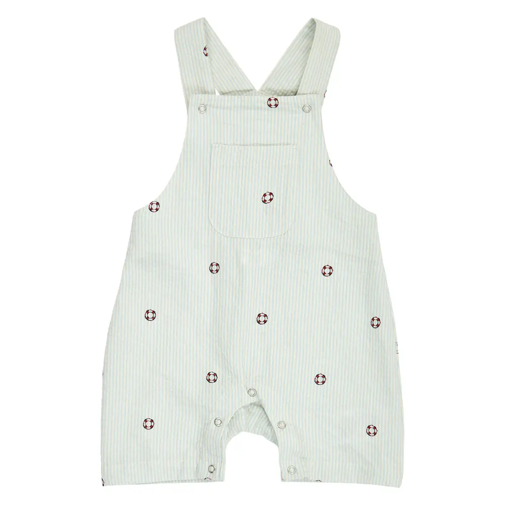 Seersucker Stribede Overalls - Tofu/ Ocean/ Mineral red - 86