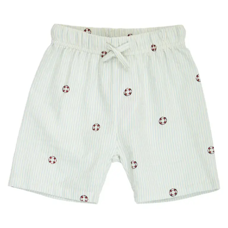 Seersucker Stribede Shorts - Tofu/ Ocean/ Mineral red - 92