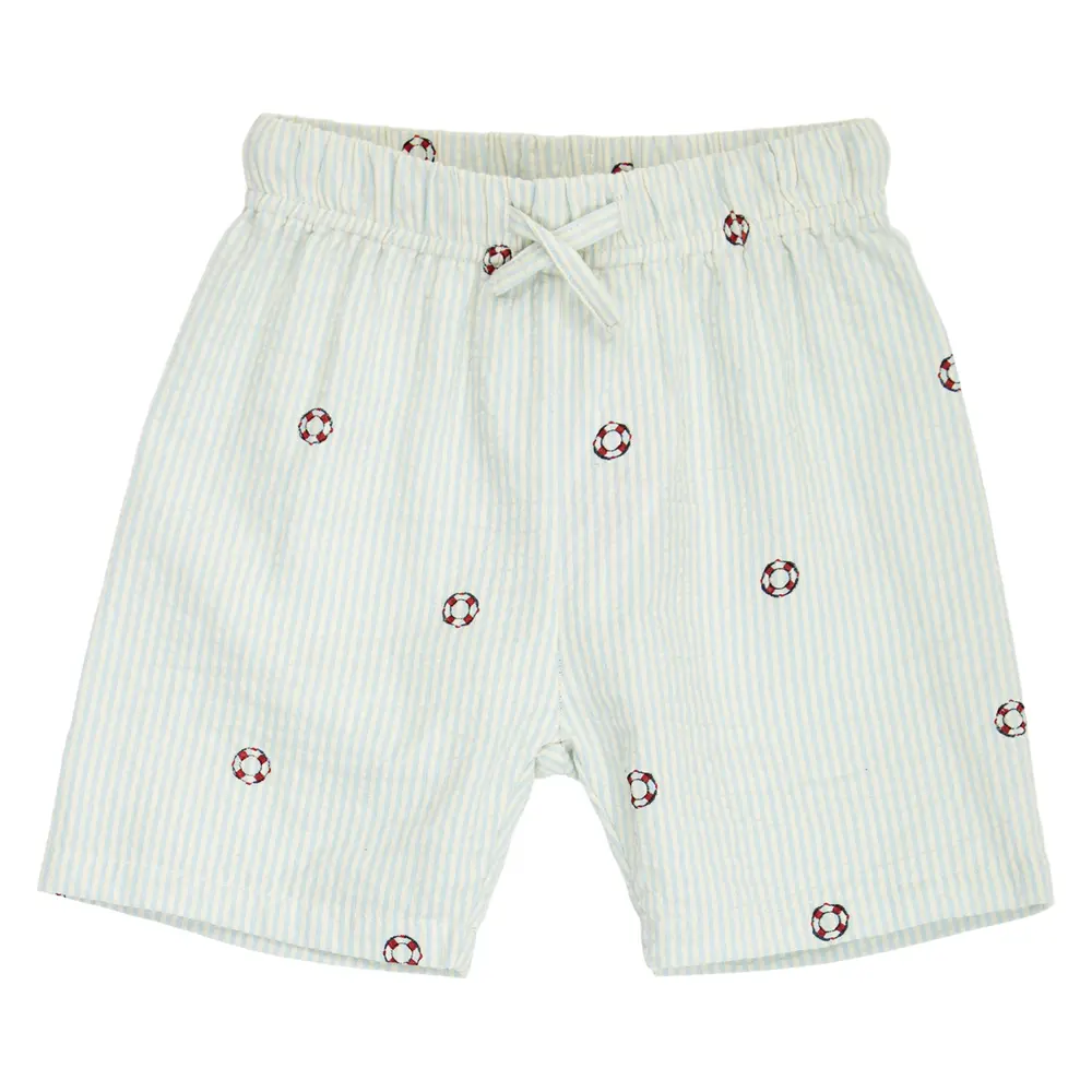 Seersucker Stribede Shorts - Tofu/ Ocean/ Mineral red - 92