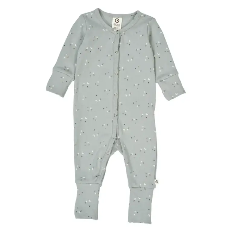 Stars Rib Heldragt m. Fødder - Jasmin blue/ Walnut/ Stormy blue - 68