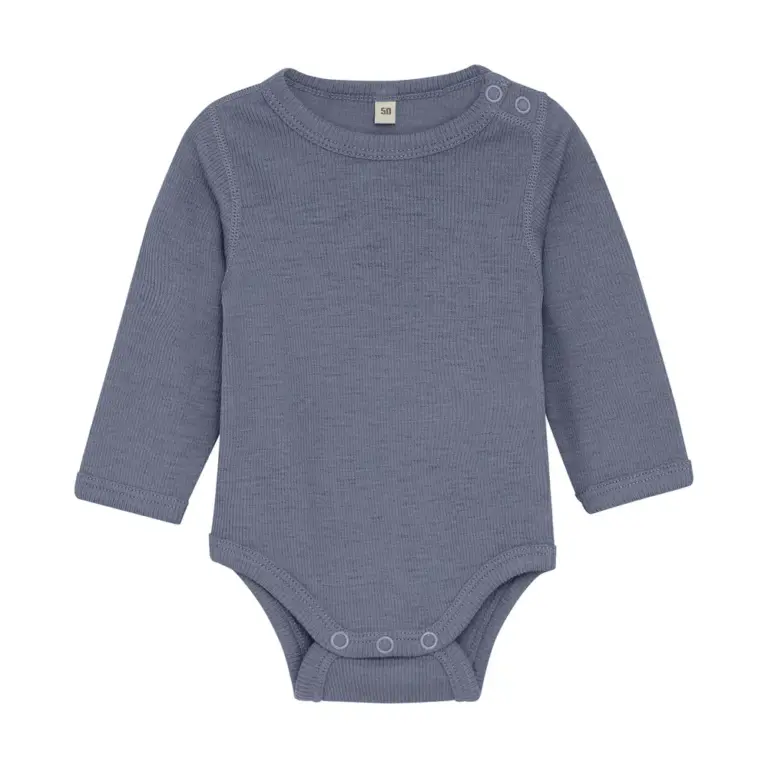 BeKids Langærmet Uld body - Folkstone Gray Melange - 80