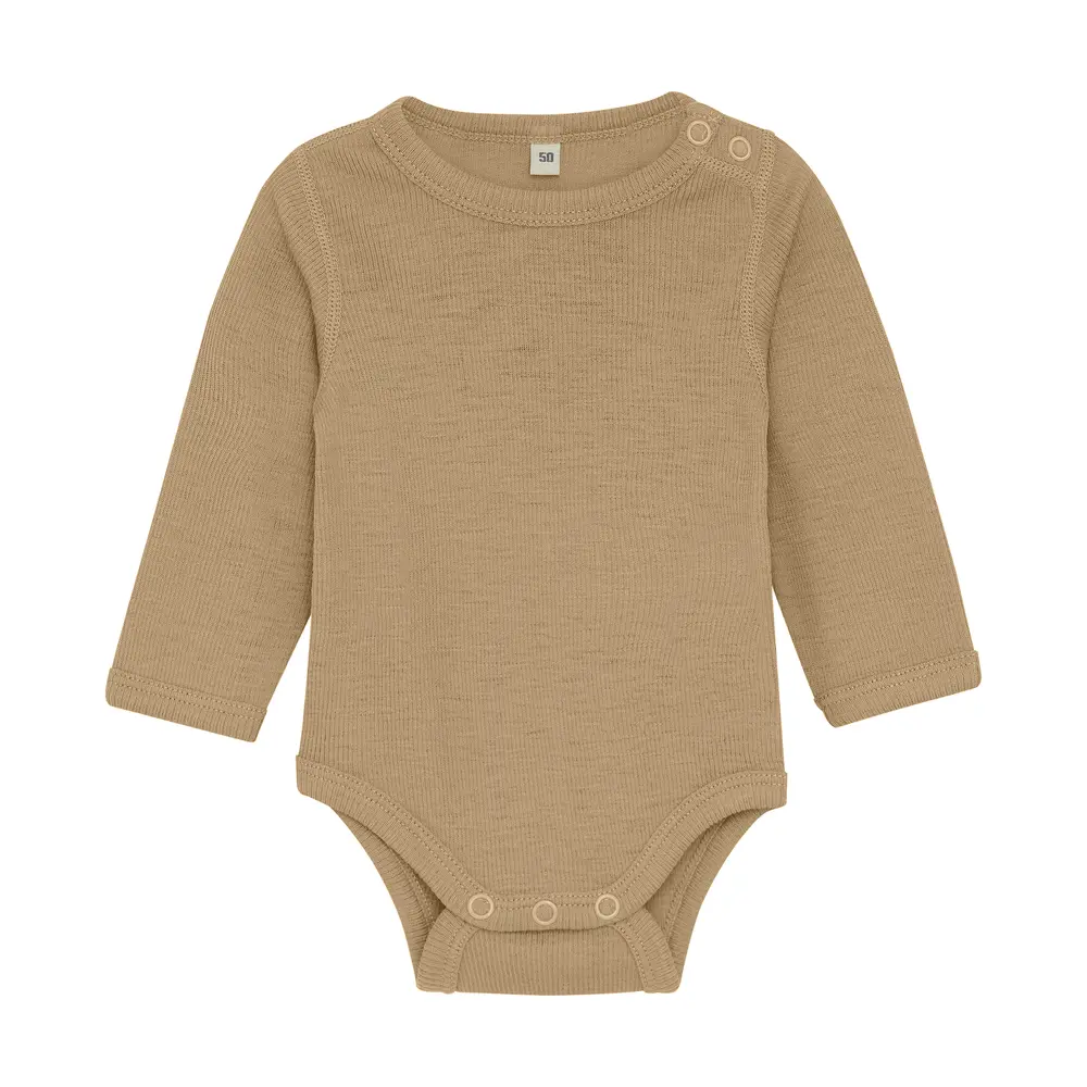 BeKids Langærmet Uld body - Light Camel Melange - 60 BeKids Langærmet Uld body - Light Camel Melange - 60