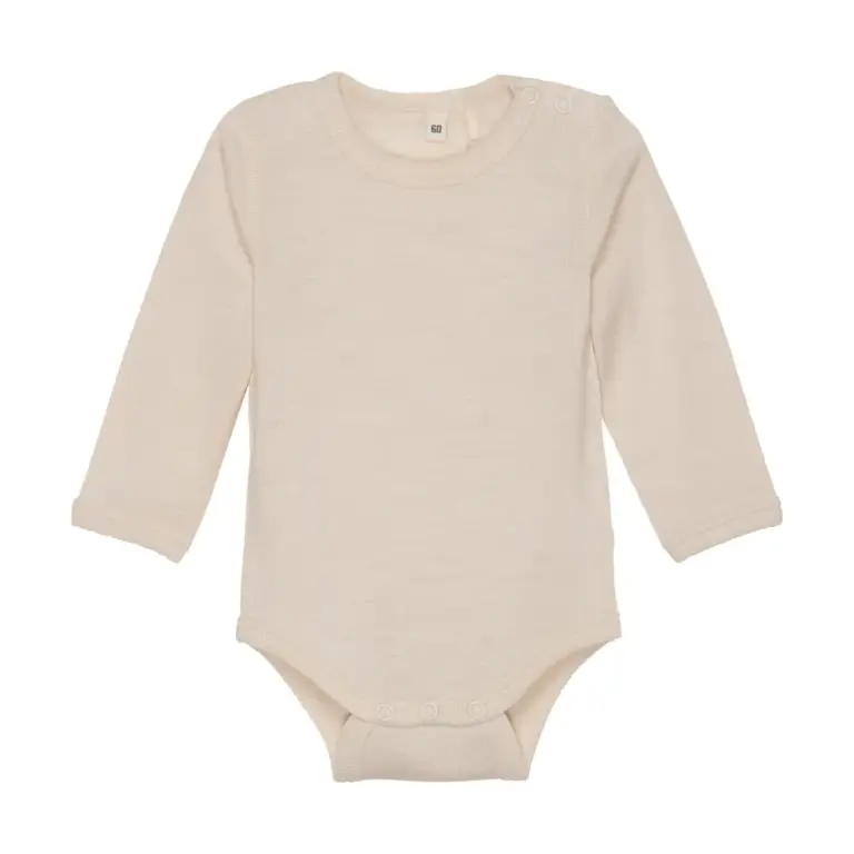 BeKids Langærmet Uld body - Sandshell Melange - 50