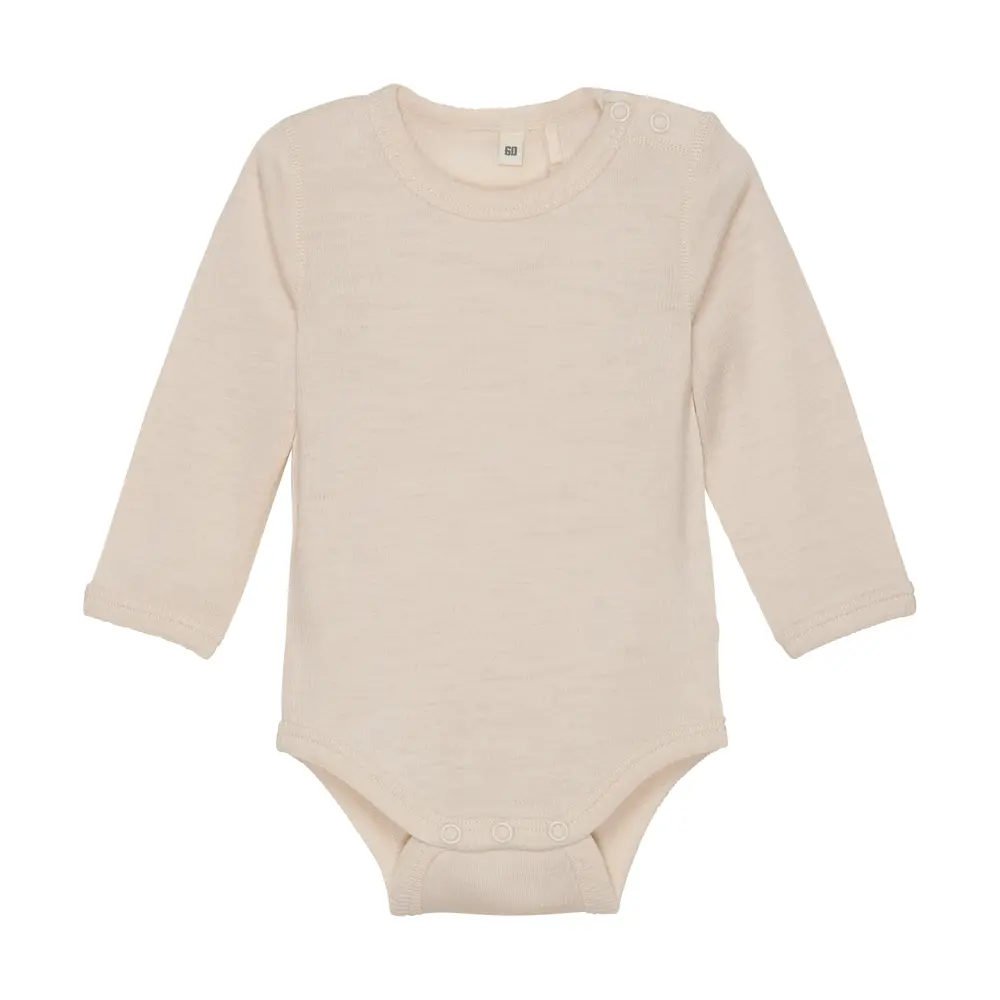 BeKids Langærmet Uld body - Sandshell Melange - 50 BeKids Langærmet Uld body - Sandshell Melange - 50