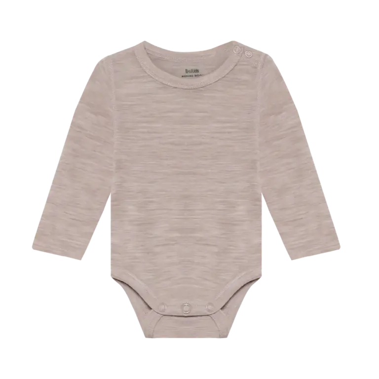 BeKids Uld body langærmet - Mocha Meringue Melange - 90