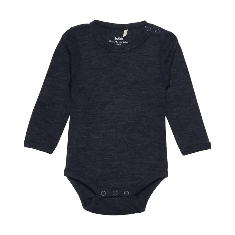 BeKids Uld body langærmet - Sky Captain Melange - 50