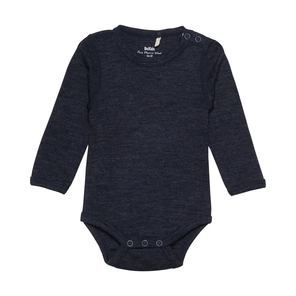 BeKids Uld body langærmet - Sky Captain Melange - 50