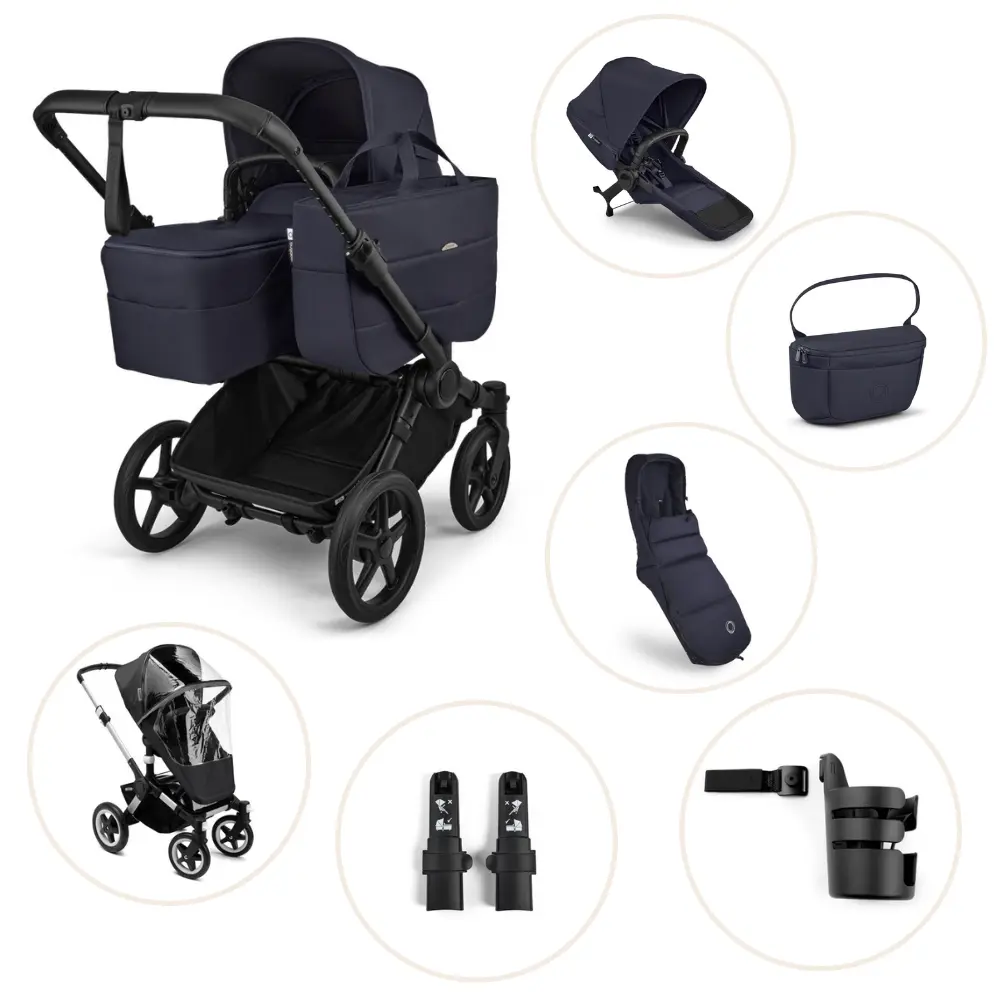 Bugaboo Donkey 6 Kombivogn Inkl. Søskendesæde, Organizer, Kørepose, Kopholder, Højdeadapter Og Regnslag - Deep Indigo Bugaboo Donkey 6 Kombivogn Inkl. Søskendesæde, Organizer, Kørepose, Kopholder, Højdeadapter Og Regnslag - Deep Indigo