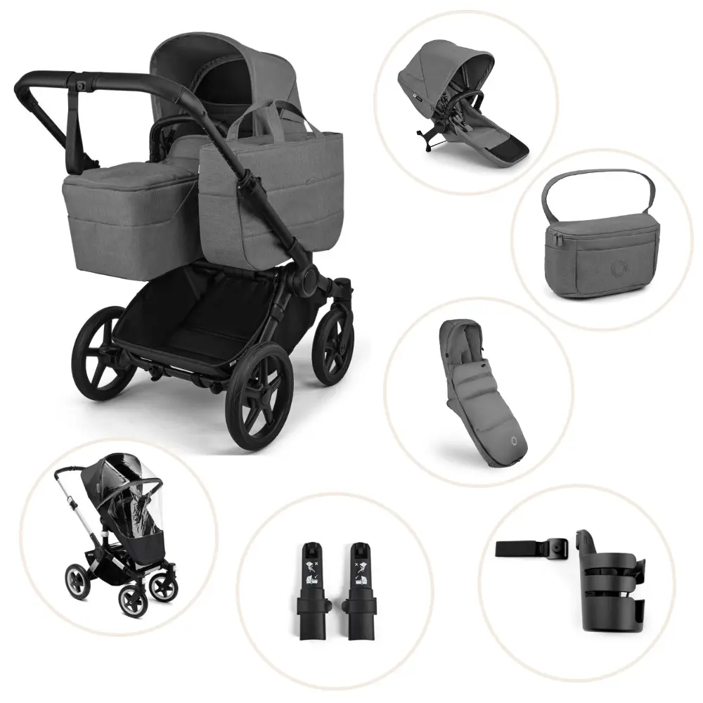 Bugaboo Donkey 6 Kombivogn Inkl. Søskendesæde, Organizer, Kørepose, Kopholder, Højdeadapter Og Regnslag - Moon Grey Bugaboo Donkey 6 Kombivogn Inkl. Søskendesæde, Organizer, Kørepose, Kopholder, Højdeadapter Og Regnslag - Moon Grey