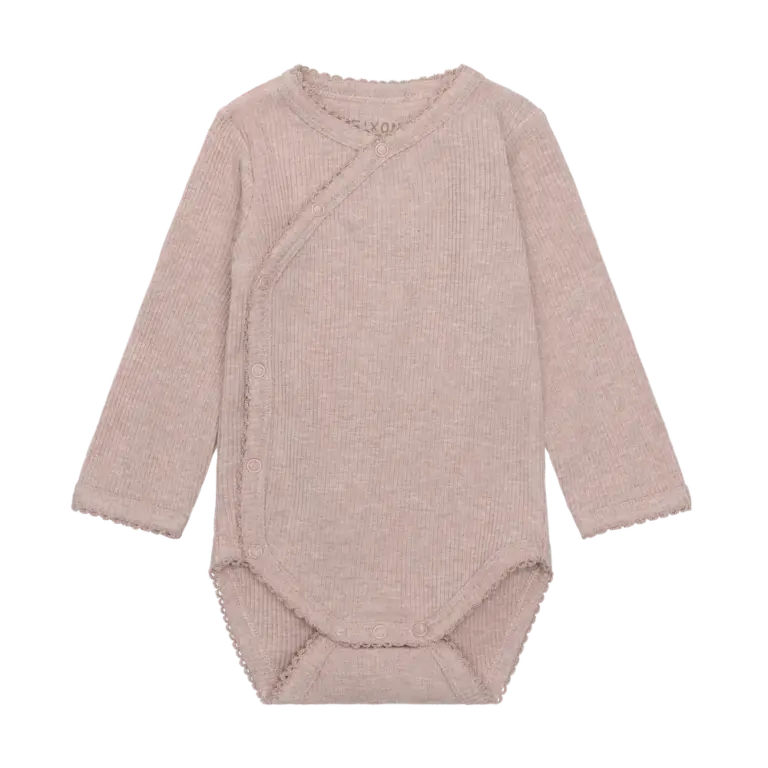Fixoni Langærmet Wrap Body Rib - Pale Mauve Melange - 62