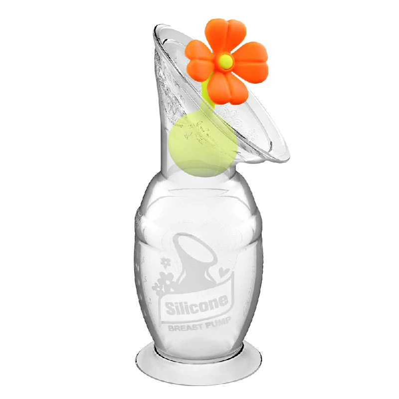Haakaa Brystpumpe 100ml Med Blomsterstopper (Orange) Haakaa Brystpumpe 100ml Med Blomsterstopper (Orange)
