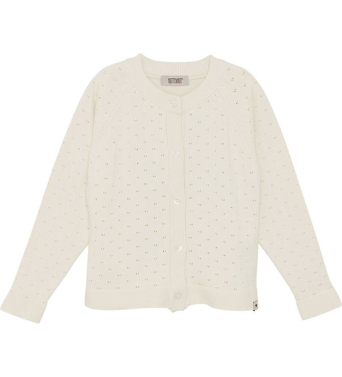 Huttelihut Cardigan - Strik - Hulmønster - Antique White
