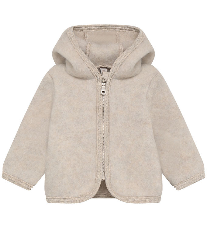 Huttelihut Cardigan - Uldfleece - Camel Melange m. Ører