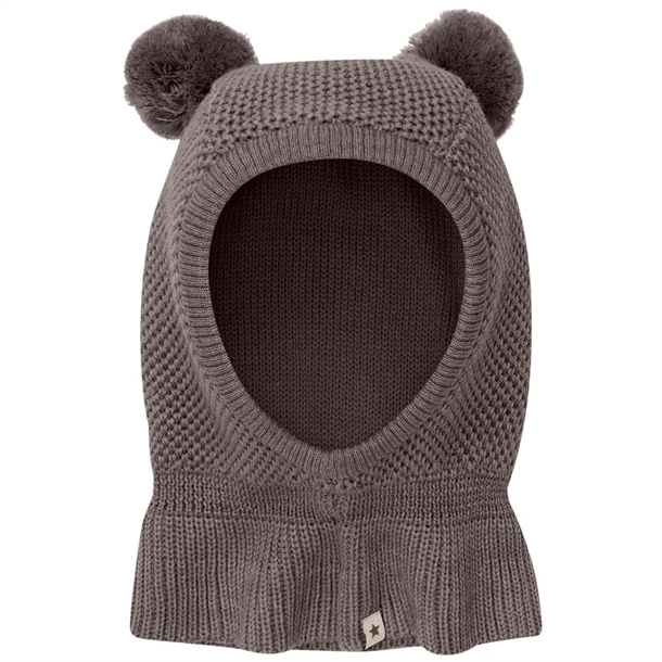 Huttelihut Hue - Uld - Windstop Pompoms - Brown Melange