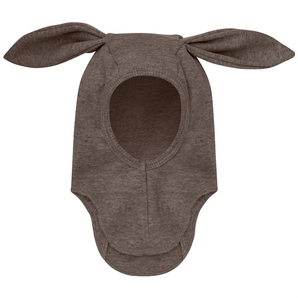 Huttelihut Hue med ører - Merinould Rib - Brown Melange