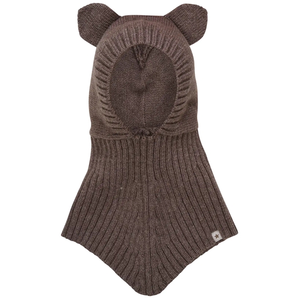 Huttelihut Hue med ører - Merinould/Cashmere - Brown Melange