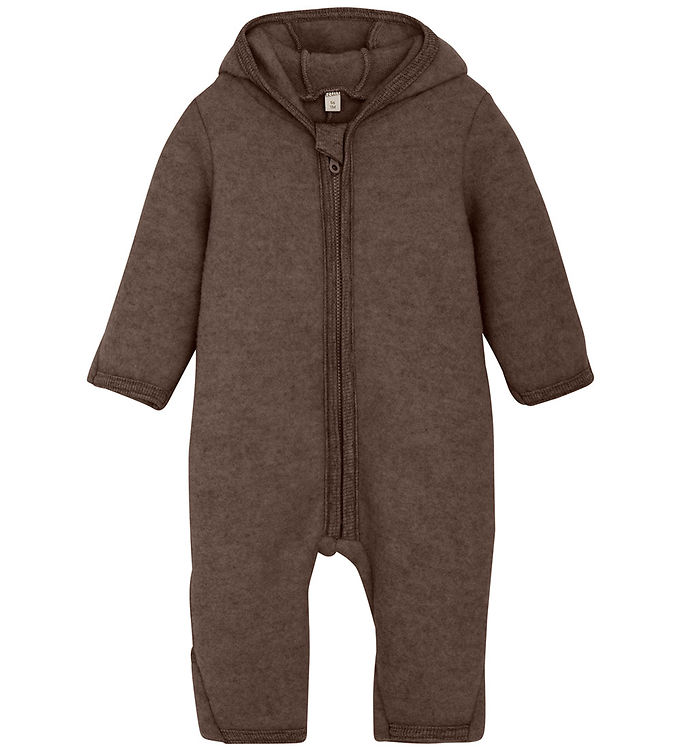 Huttelihut Køredragt - Uldfleece - Brown Melange m. Ører