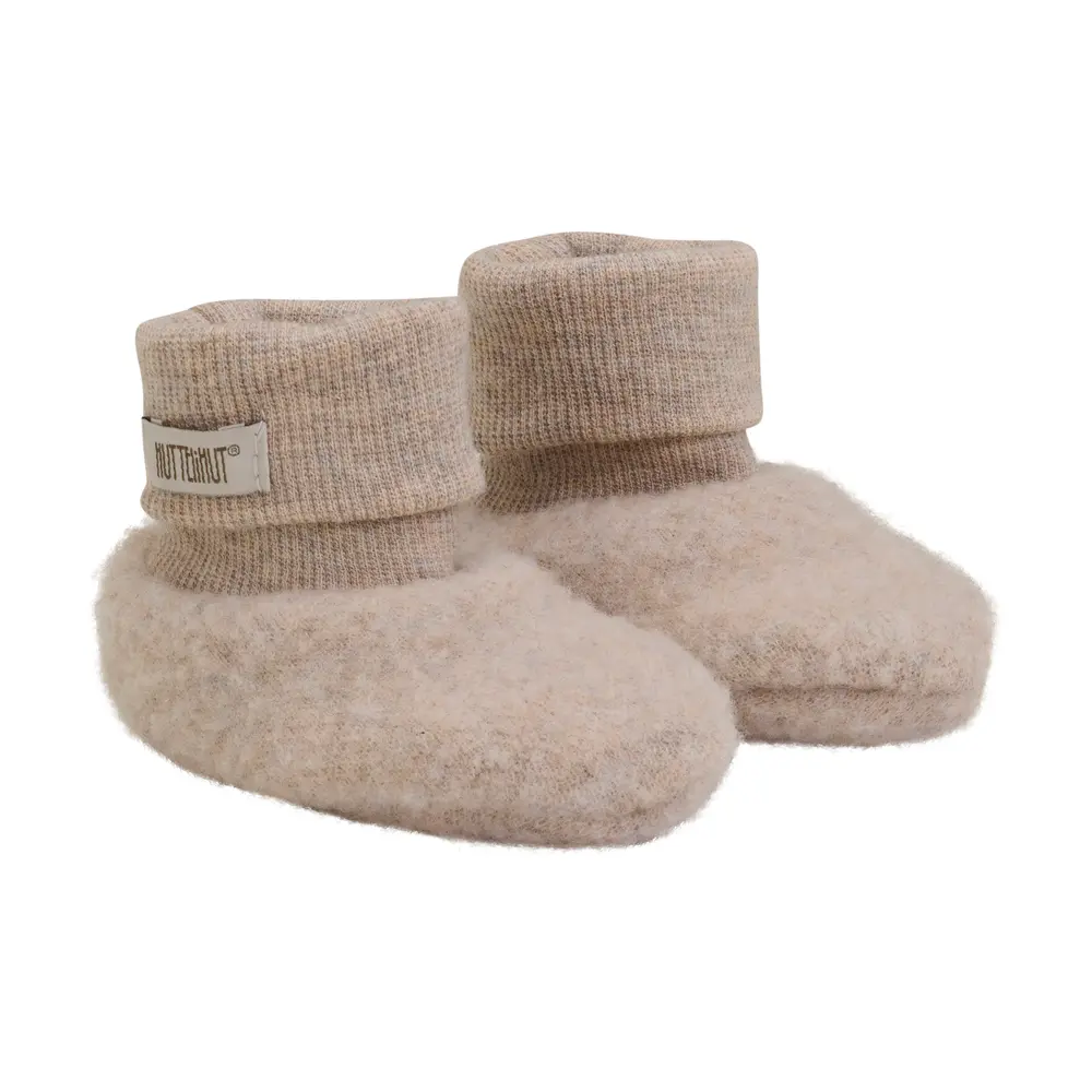 Huttelihut Uld Fleece Footies - Camel melange - 74/80