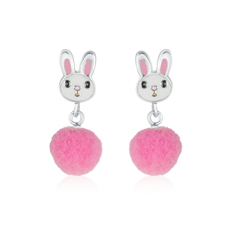 Kanin Ørestikker med Pink Pom Pom'er Kanin Ørestikker med Pink Pom Pom'er