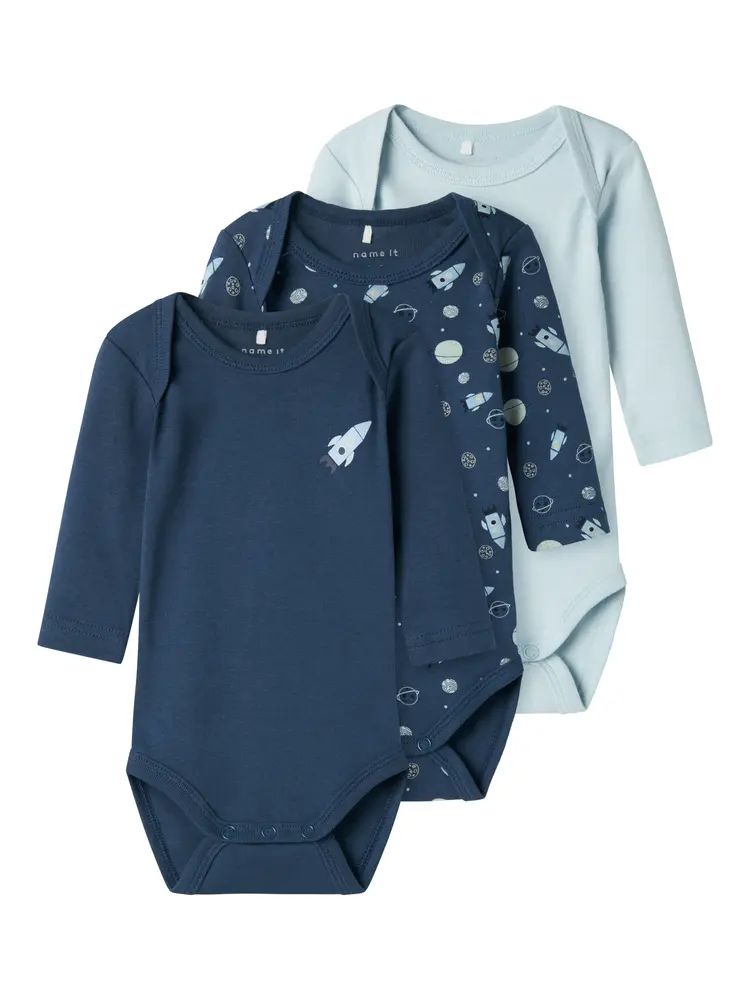 Langærmet Body 3-Pak - Dark denim - 62 Langærmet Body 3-Pak - Dark denim - 62