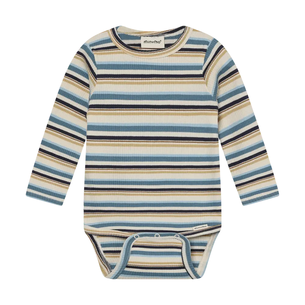 Langærmet Rib Body m. Striber - Moonstone - 92 Langærmet Rib Body m. Striber - Moonstone - 92