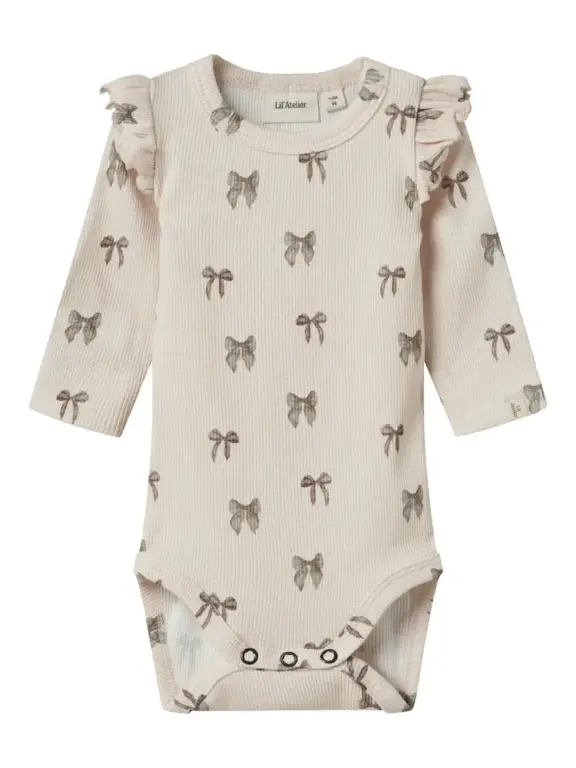 Lil' Atelier Gavo Slim Langærmet Body - Silver Peo - 80