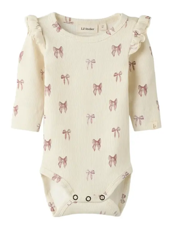 Lil' Atelier Gavo Slim Langærmet Body - Turtledove - 80