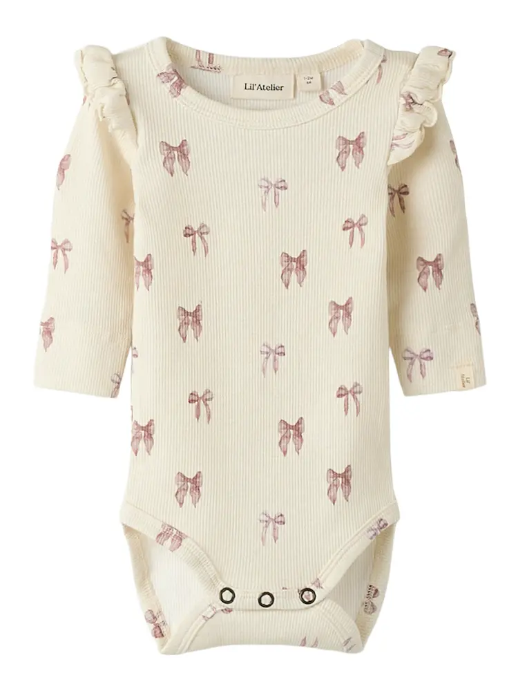 Lil' Atelier Gavo Slim Langærmet Body - Turtledove - 80