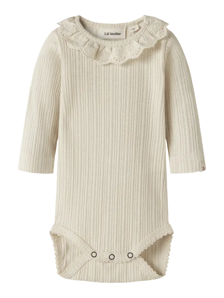 Lil' Atelier Luva Langærmet Slim Body - Turtledove - 80