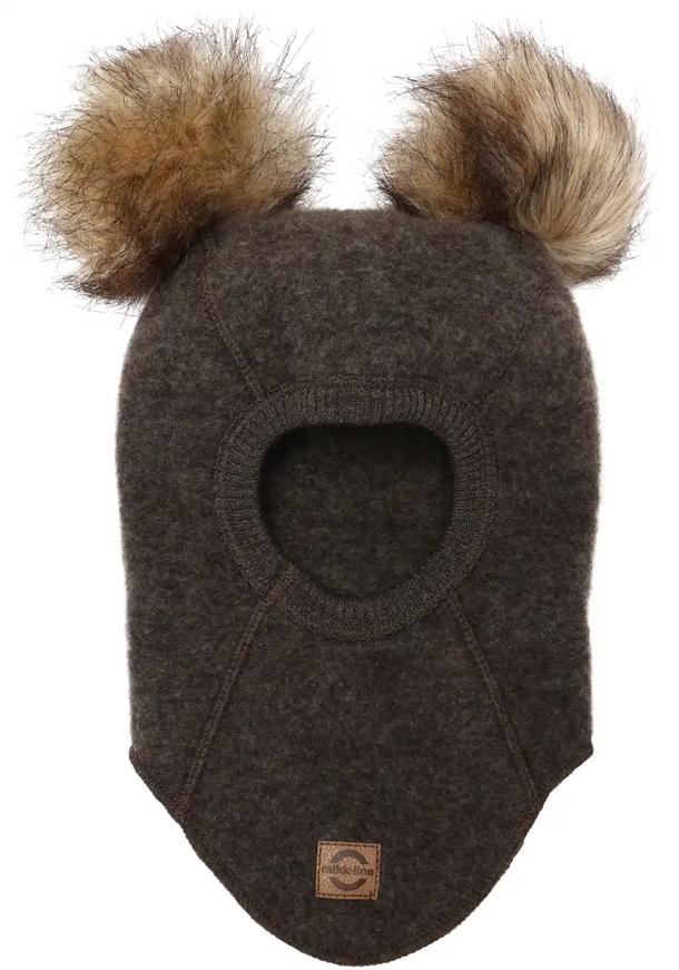Mikk-Line Elefanthue m. pom pom Dark Brown Melange Mikk-Line Elefanthue m. pom pom Dark Brown Melange