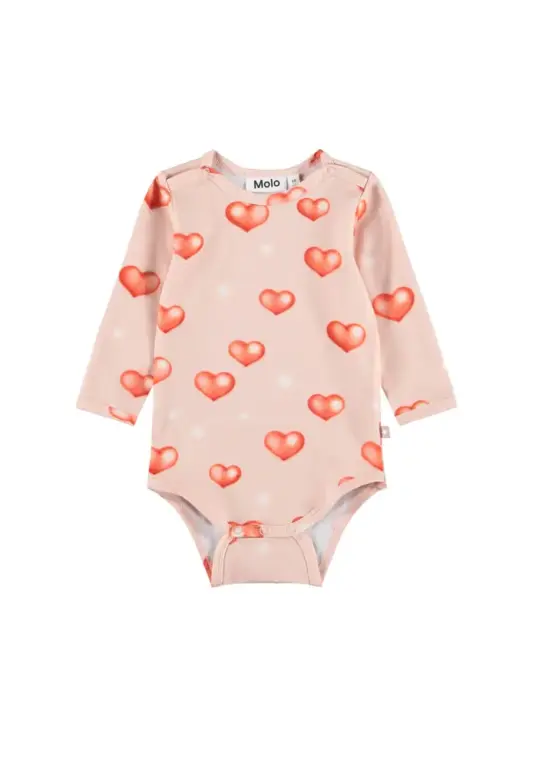 Molo Foss Langærmet Body - Airbrush Hearts - 56