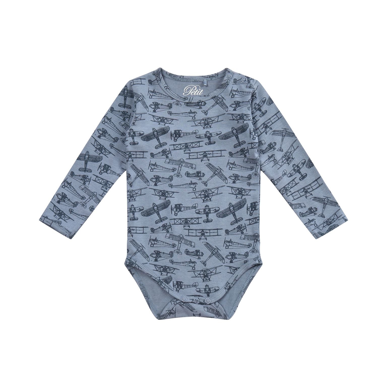Petit By Sofie Schnoor Body med flyvemaskiner - Middel Blue - 56 cm Petit By Sofie Schnoor Body med flyvemaskiner - Middel Blue - 56 cm