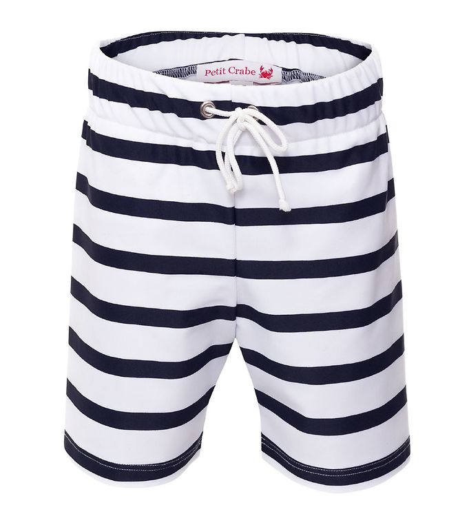 Petit Crabe Badeshorts - Alex - Hvid/Navystribet Petit Crabe Badeshorts - Alex - Hvid/Navystribet