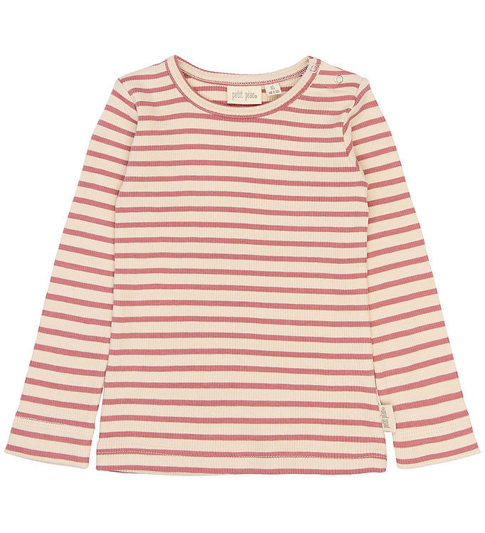 Petit Piao Bluse - Rib/Modal - PPSky - Dusty Rose Striped