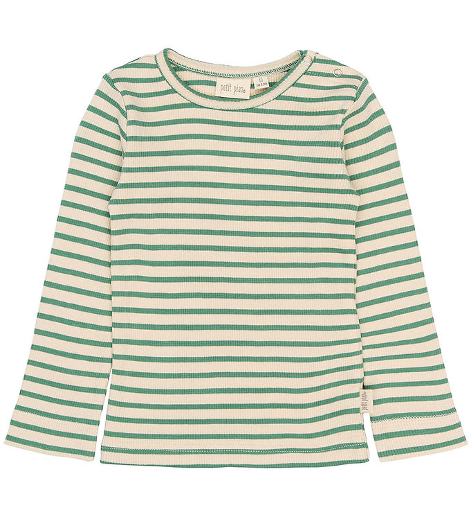 Petit Piao Bluse - Rib/Modal - PPSky - Frosty Spruce Striped