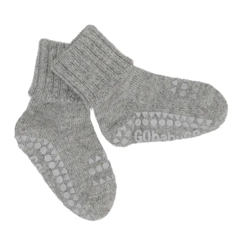 Skridsikre Strømper Alpaca Uld - Grey melange - 1-2 ÅR