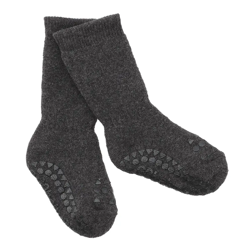 Skridsikre Strømper Terry Bomuld - Dark grey melange - 23/26