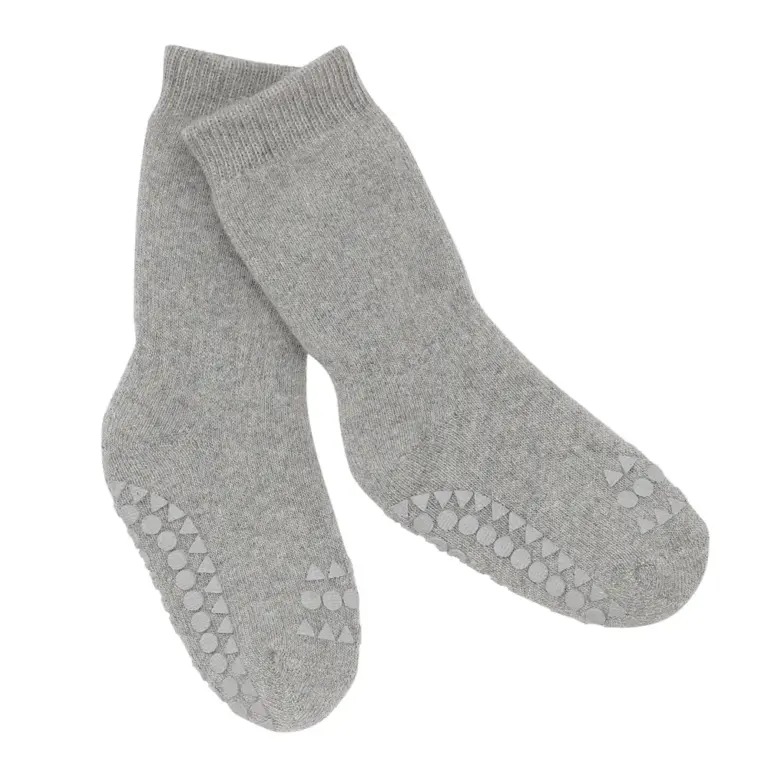 Skridsikre Strømper Terry Bomuld - Grey melange - 14/16