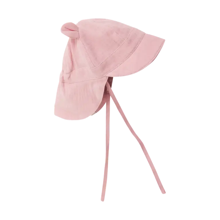 Sommerhat m. Ører Muslin - Pale Mauve - 3-6 MDR.