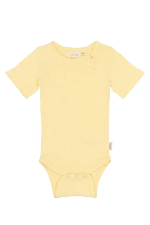Suze Kortærmet Pointelle Body - Mellow Yellow - 86