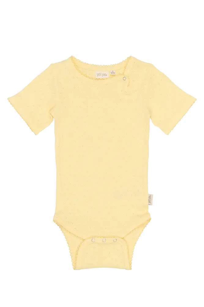 Suze Kortærmet Pointelle Body - Mellow Yellow - 86