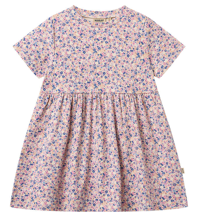 Wheat Kjole - Rib - Anna - Pink Blue Flowers