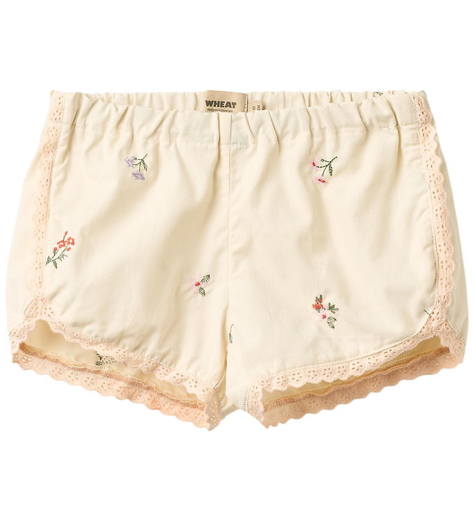 Wheat Shorts - Inger - Ivory Embroidery Flowers Wheat Shorts - Inger - Ivory Embroidery Flowers