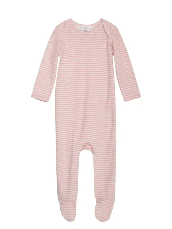 Baby Stribet Dragt - Coral/Offwhite - 68 / 6 MDR.