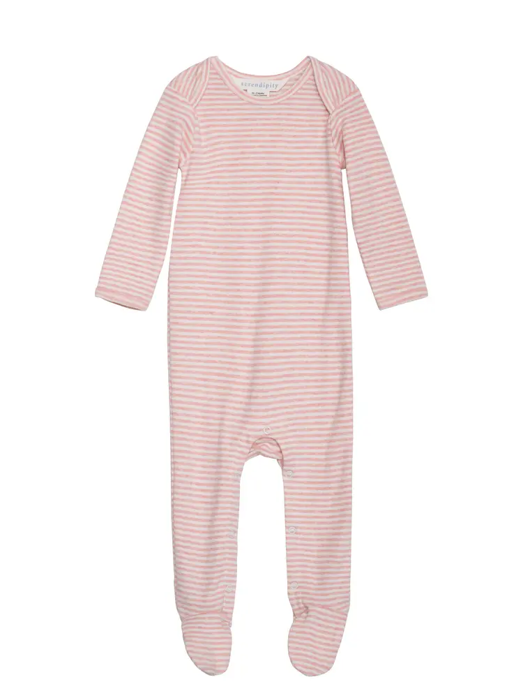 Baby Stribet Dragt - Coral/Offwhite - 68 / 6 MDR.