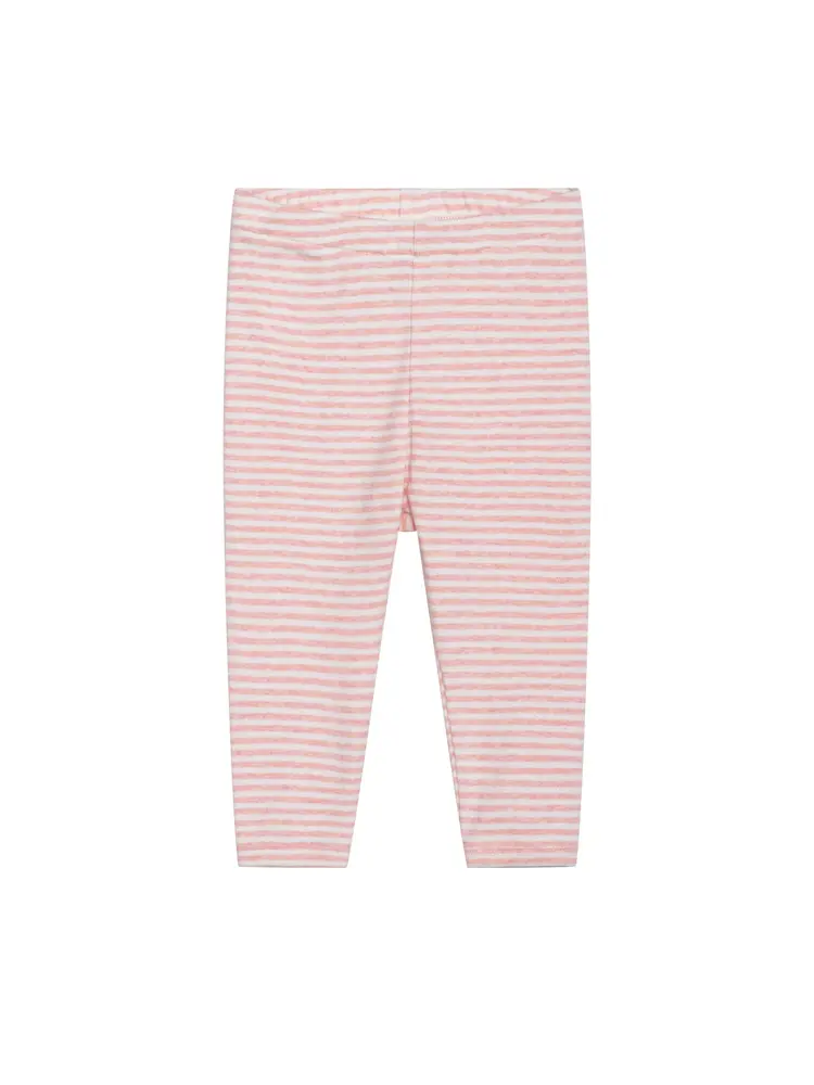 Baby Stribet Leggings - CORAL/OW - 74 / 9 MDR.