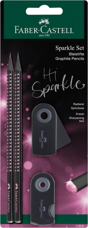 Blistersæt Faber-Castell Sparkle Sort M/Pink Glitter