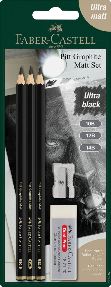 Blyant Pitt Graphite Mat Faber Castell 10B 12B 14B Sæt Bc Blyant Pitt Graphite Mat Faber Castell 10B 12B 14B Sæt Bc