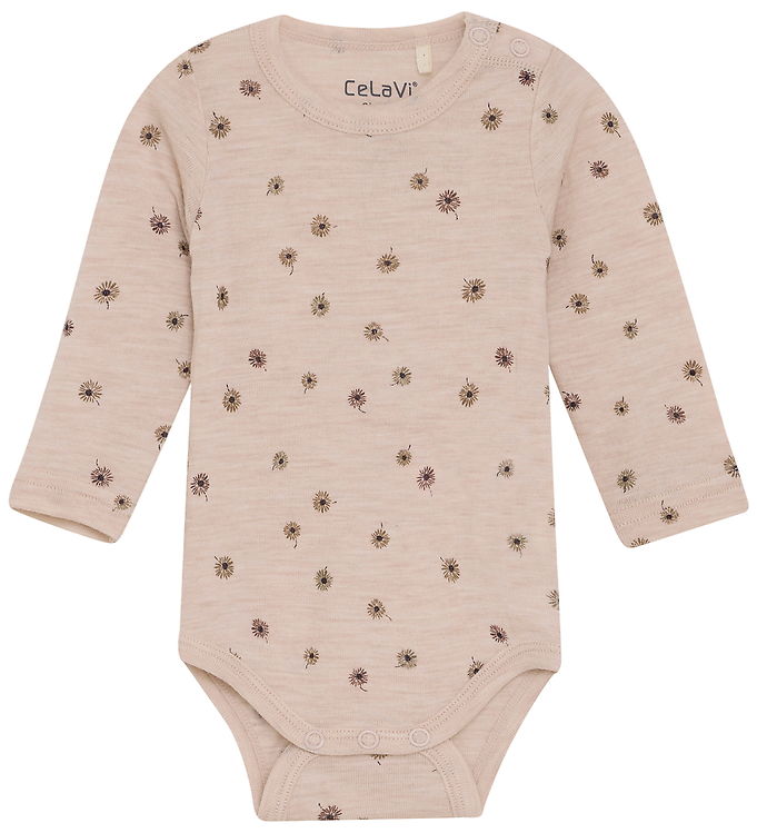 CeLaVi Body l/æ - Uld - Rose Dust m. Blomster