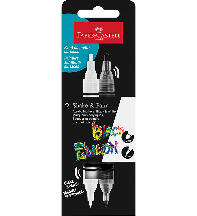 Faber-Castell Tuscher - Shake & Paint Acrylic - 2 Stk. - Sort/Hv